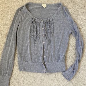 Pretty Good grey ruffle cardigan size Large